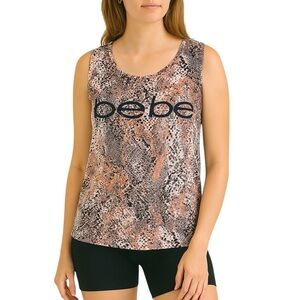 Bebe XL Mesh Reptile Print Athleisure Muscle Tank Top Athletic Gym Yoga